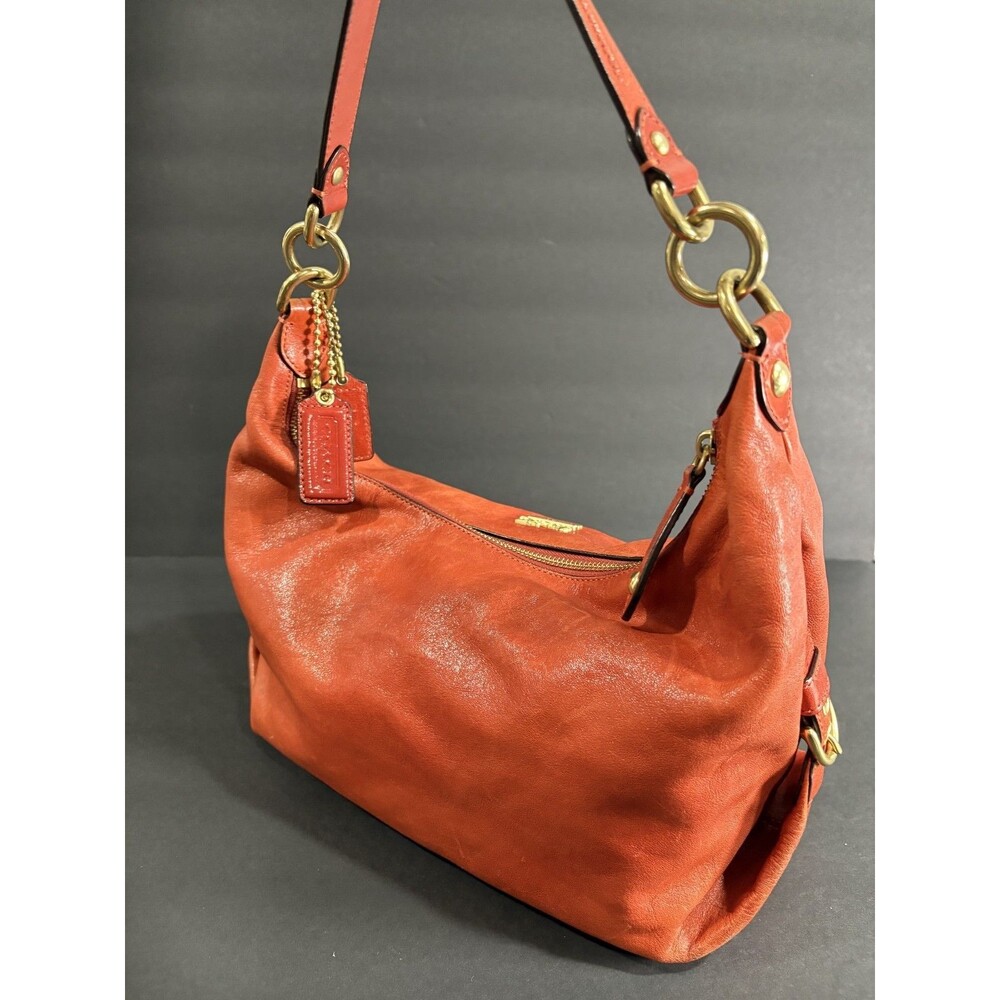 Coach Madison Women's High-quality Leather Hobo Shoulder Bag Burnt Orange - Picture 13 of 16